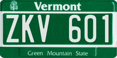 VT license plate ZKV601