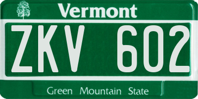 VT license plate ZKV602