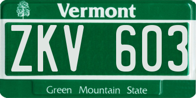 VT license plate ZKV603