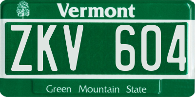 VT license plate ZKV604