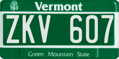 VT license plate ZKV607