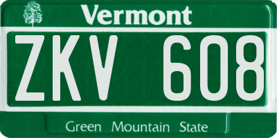 VT license plate ZKV608