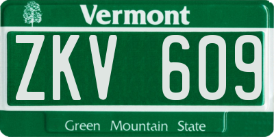 VT license plate ZKV609