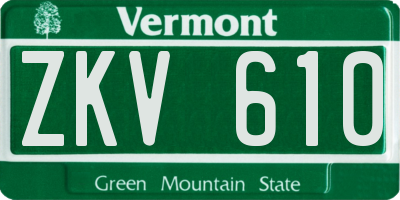 VT license plate ZKV610