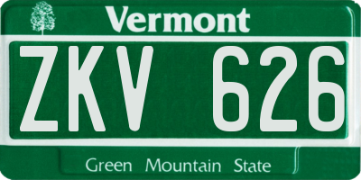 VT license plate ZKV626
