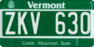 VT license plate ZKV630
