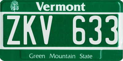 VT license plate ZKV633