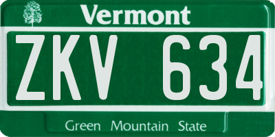 VT license plate ZKV634