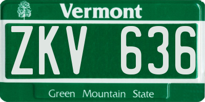 VT license plate ZKV636