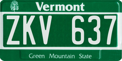VT license plate ZKV637