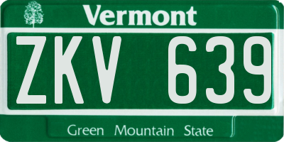 VT license plate ZKV639