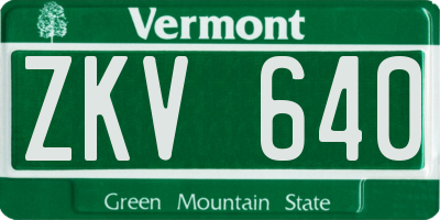 VT license plate ZKV640