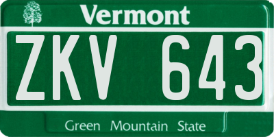 VT license plate ZKV643
