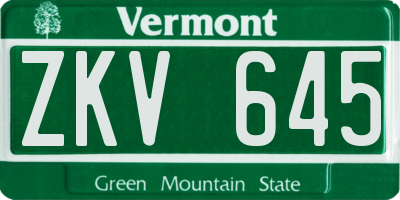VT license plate ZKV645