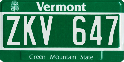 VT license plate ZKV647