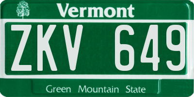 VT license plate ZKV649