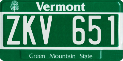 VT license plate ZKV651