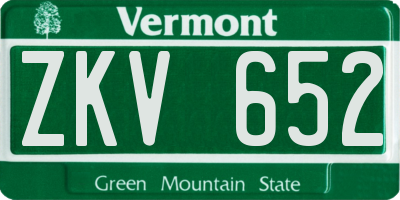 VT license plate ZKV652