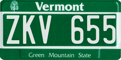 VT license plate ZKV655