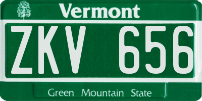 VT license plate ZKV656
