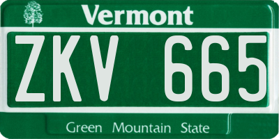 VT license plate ZKV665
