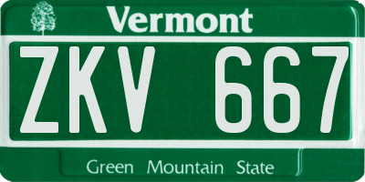 VT license plate ZKV667
