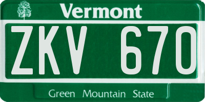 VT license plate ZKV670