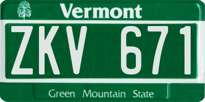 VT license plate ZKV671
