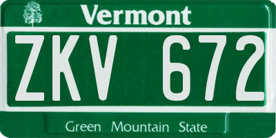 VT license plate ZKV672