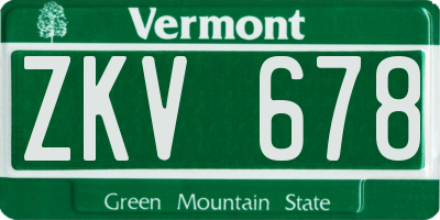 VT license plate ZKV678