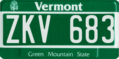 VT license plate ZKV683