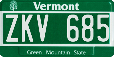 VT license plate ZKV685