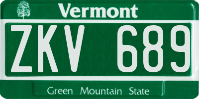 VT license plate ZKV689