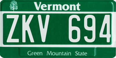 VT license plate ZKV694