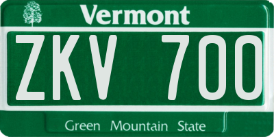 VT license plate ZKV700