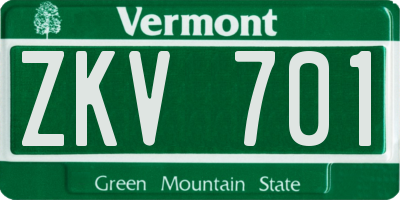 VT license plate ZKV701