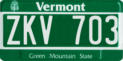 VT license plate ZKV703