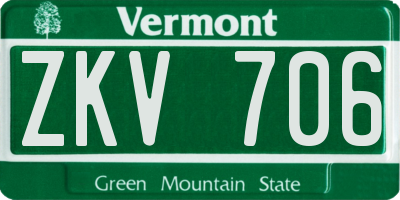 VT license plate ZKV706