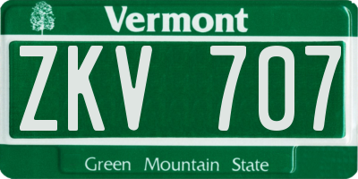 VT license plate ZKV707