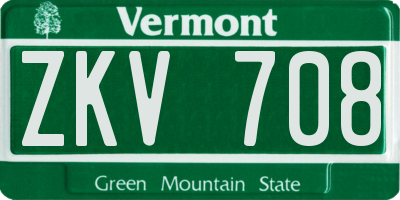 VT license plate ZKV708