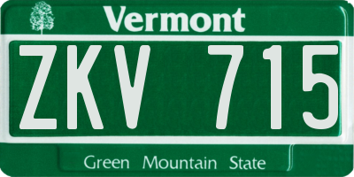 VT license plate ZKV715