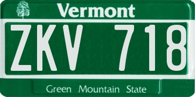 VT license plate ZKV718