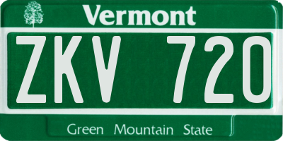 VT license plate ZKV720