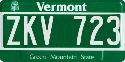 VT license plate ZKV723