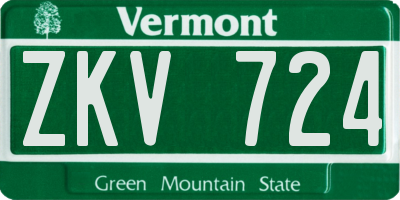 VT license plate ZKV724