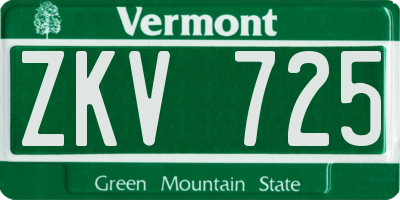 VT license plate ZKV725