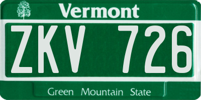 VT license plate ZKV726
