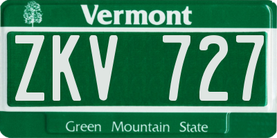 VT license plate ZKV727