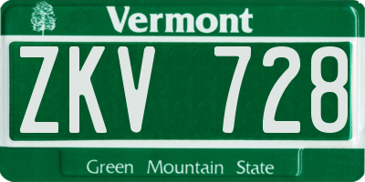 VT license plate ZKV728
