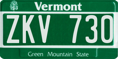 VT license plate ZKV730